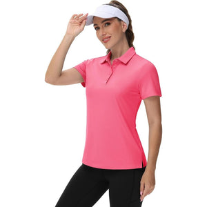 TACVASEN Rose Red Women's UPF 50+ Sun Protection Golf Quick - Dry Polo Shirts
