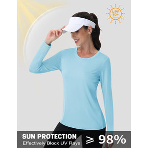 TACVASEN Lake Blue Women's UPF 80+ Athletic Rashguard Long Sleeve Shirt