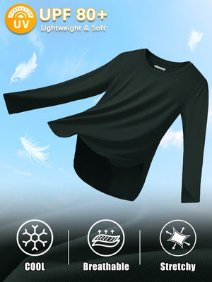 TACVASEN Black Women's UPF 80+ Breathable Lightweight Shirts