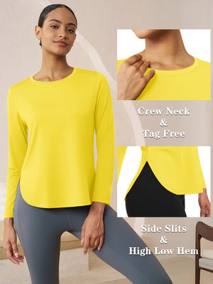 TACVASEN Bright Yellow Women's UPF 80+ Breathable Lightweight Shirts