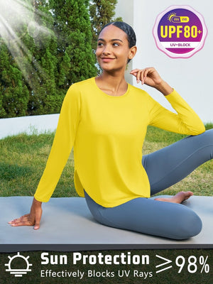 TACVASEN Bright Yellow Women's UPF 80+ Breathable Lightweight Shirts
