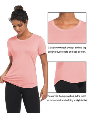 TACVASEN Light Pink Women's UPF 80+ Sun Protection Workout Shirt