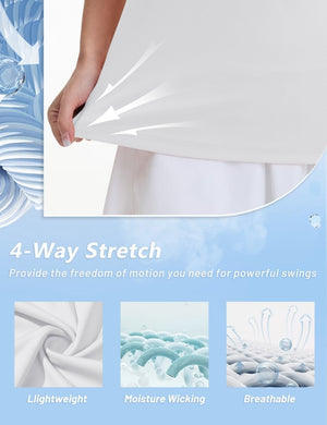 TACVASEN White Women's V-Neck UPF 50+ Quick Dry Golf Polos