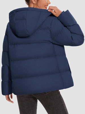 TACVASEN Navy Women's Warm Hooded Down Jacket for Winter