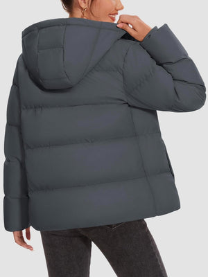 TACVASEN Dark Grey Women's Warm Hooded Down Jacket for Winter