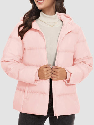 TACVASEN Sakura Pink Women's Warm Hooded Down Jacket for Winter