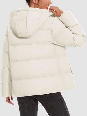 TACVASEN Beige Women's Warm Hooded Down Jacket for Winter