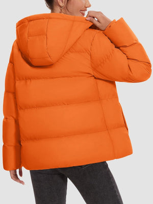 TACVASEN Orange Women's Warm Hooded Down Jacket for Winter