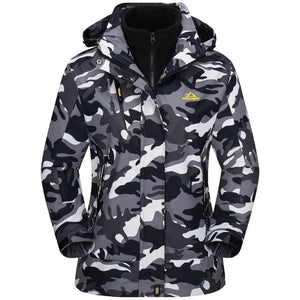 TACVASEN Black Camo Women's 3 - IN - 1 Waterproof Coats Windproof Fleece Ski Jacket
