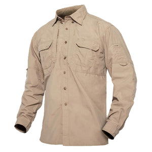 TACVASEN Khaki Men's Breathable Quick Dry Long Sleeve Shirts