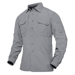 TACVASEN Light Grey Men's Breathable Quick Dry Long Sleeve Shirts