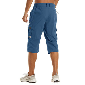 TACVASEN Blue Grey Utility Cargo Shorts Quick Drying