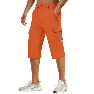 TACVASEN Orange Utility Cargo Shorts Quick Drying