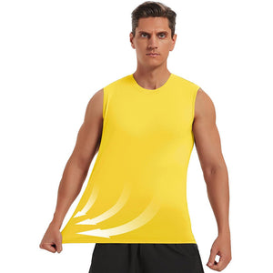 TACVASEN Yellow Men's Bodybuilding Tank Tops Cotton Workout T-Shirts