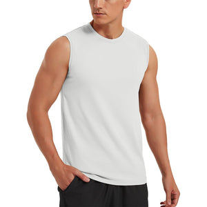 TACVASEN White Men's Bodybuilding Tank Tops Cotton Workout T-Shirts