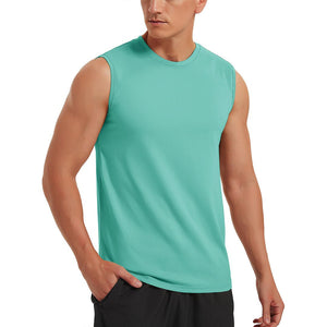 TACVASEN Grey Green Men's Bodybuilding Tank Tops Cotton Workout T-Shirts