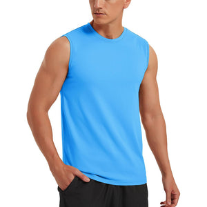 TACVASEN Azure Men's Bodybuilding Tank Tops Cotton Workout T-Shirts