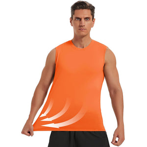 TACVASEN Orange Men's Bodybuilding Tank Tops Cotton Workout T-Shirts