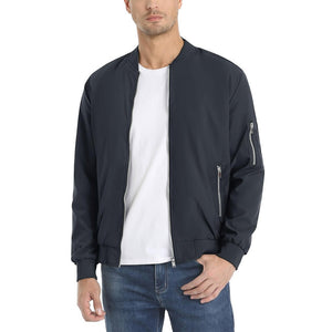 TACVASEN Dark Grey Vintage Bomber Flight Jacket Zip - Pocket