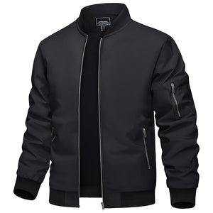 TACVASEN Black Vintage Bomber Flight Jacket Zip - Pocket