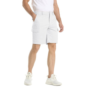 TACVASEN White Utility Cotton Cargo Shorts