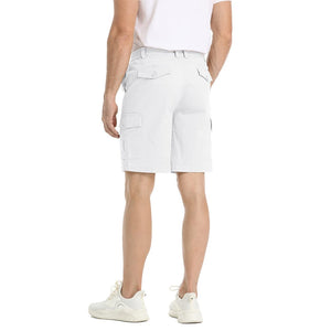 TACVASEN White Utility Cotton Cargo Shorts