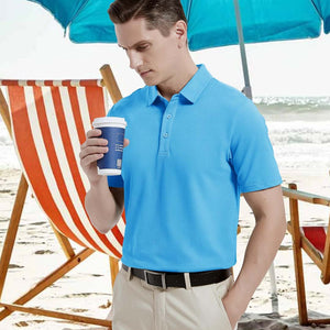 TACVASEN Black Men's Cotton Pique Short Sleeve Classic Fit Polo Shirt
