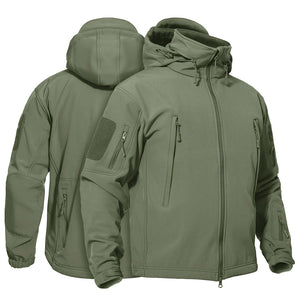 TACVASEN Army Green Men's Combat Airsoft Softshell Fleece Army Coat