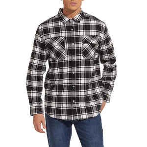 TACVASEN Blue White Men's Cotton Flannel Shirt Plaid Lightweight Jacket