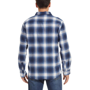 TACVASEN Blue White Men's Cotton Flannel Shirt Plaid Lightweight Jacket