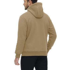 TACVASEN Khaki Men's Fleece Hoodie Jacket Windproof Winter Coats