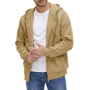 TACVASEN Khaki Men's Full Zip - Up Casual Active Hoodie