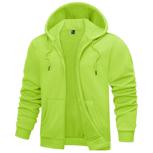 TACVASEN Yellow Green Men's Full Zip - Up Casual Active Hoodie