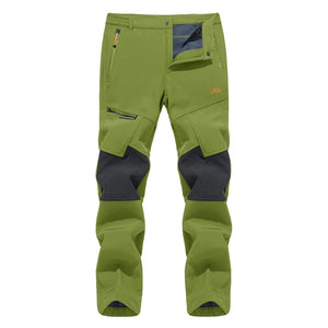 TACVASEN Khaki Men's Fleece Lined Windproof Water Resistant Ski Pants