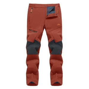 TACVASEN Khaki Men's Fleece Lined Windproof Water Resistant Ski Pants