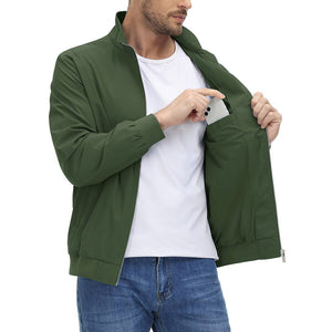 TACVASEN Army Green Men's Lightweight Casual Bomber Jacket