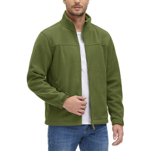 TACVASEN Army Green Men's Lightweight Full Zip Casual Fleece Jacket