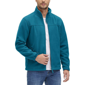TACVASEN Lake Blue Men's Lightweight Full Zip Casual Fleece Jacket