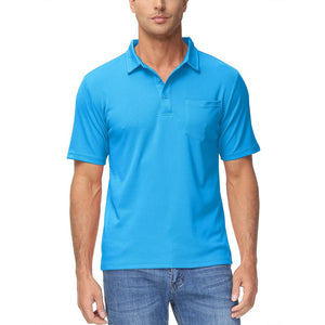 TACVASEN Azure Men's Lightweight Hiking Fishing Polo Shirts