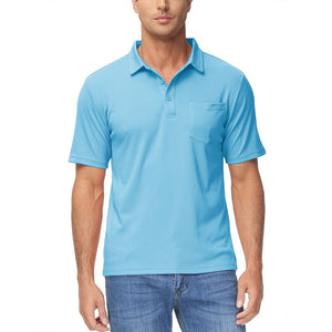 TACVASEN Sky Blue Men's Lightweight Hiking Fishing Polo Shirts