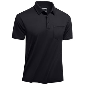 TACVASEN Black Men's Lightweight Hiking Fishing Polo Shirts