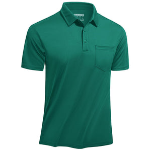 TACVASEN Emerald Green Men's Lightweight Hiking Fishing Polo Shirts