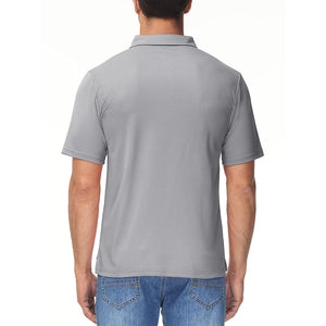 TACVASEN Light Grey Men's Lightweight Hiking Fishing Polo Shirts