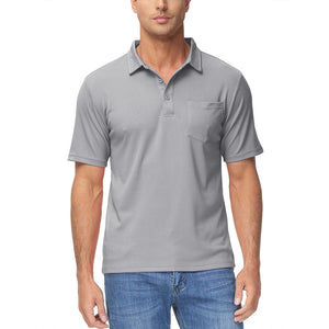 TACVASEN Light Grey Men's Lightweight Hiking Fishing Polo Shirts