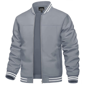 TACVASEN Light Grey Men's Spring Lightweight Bomber Jacket Casual Windbreaker