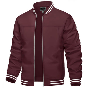 TACVASEN Wine Red Men's Spring Lightweight Bomber Jacket Casual Windbreaker