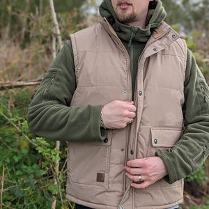 TACVASEN Khaki Men's Outerwear Vests with Fleece Liner Hiking Jacket