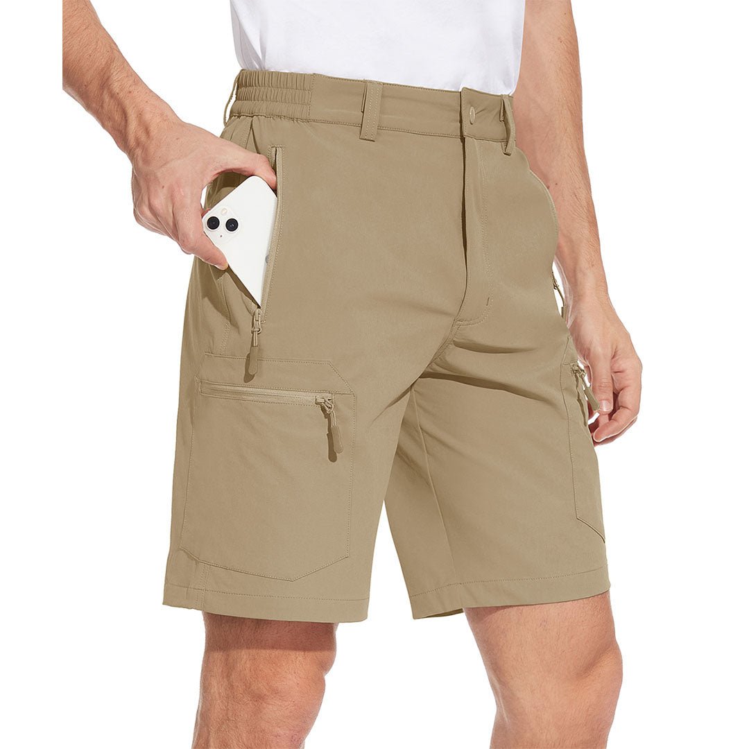 TACVASEN Khaki Utility Cargo Shorts 5 Zip Pockets