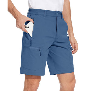 TACVASEN Khaki Utility Cargo Shorts 5 Zip Pockets