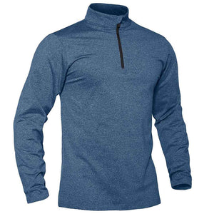 TACVASEN Blue Grey Men's Quarter Zip Thermal Fleece Lined Pullover Sweatshirt